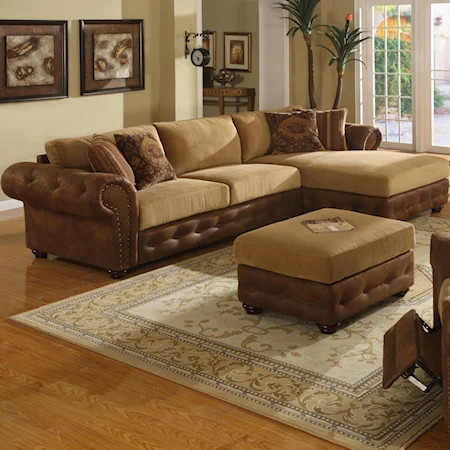 Two Tone Sectional Sofa with Button Tufting